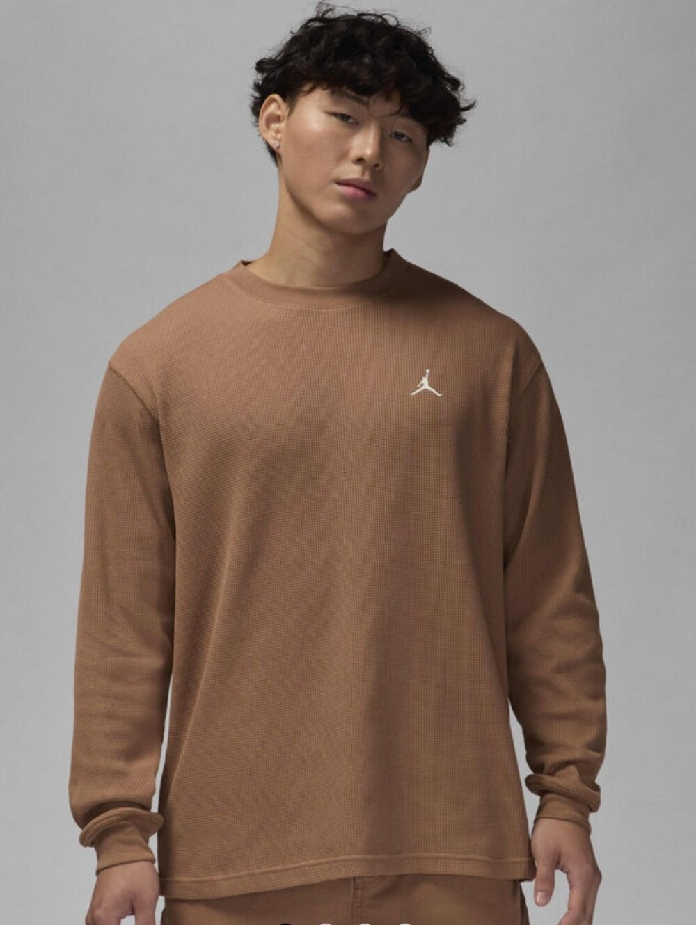Jordan Essentials Long Sleeve Knit Top ~ Archaeo Brown FV7456-223 Men's: L *NWT